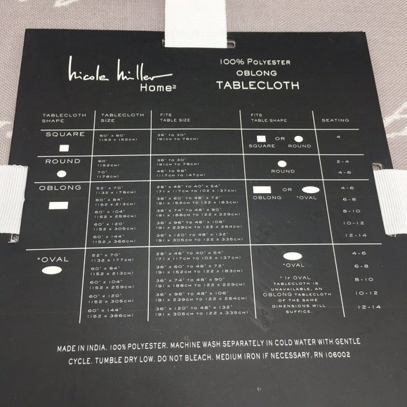 Nicole Miller Sunflower Script Fall Tablecloth Aqua White Gray 60x120 Fabric - Picture 11 of 11